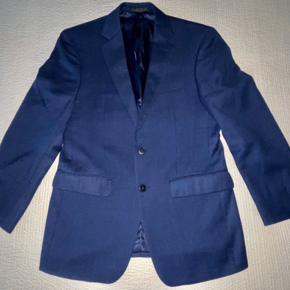 Calvin Klein Men's Navy Blue Extreme Slim Fit Wool Jacket Blazer-Excellent 38 S
